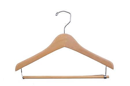 Nahanco 14" Wood Concave Wood Suit Hanger, Natural Waxed, 100/Box (50-14)