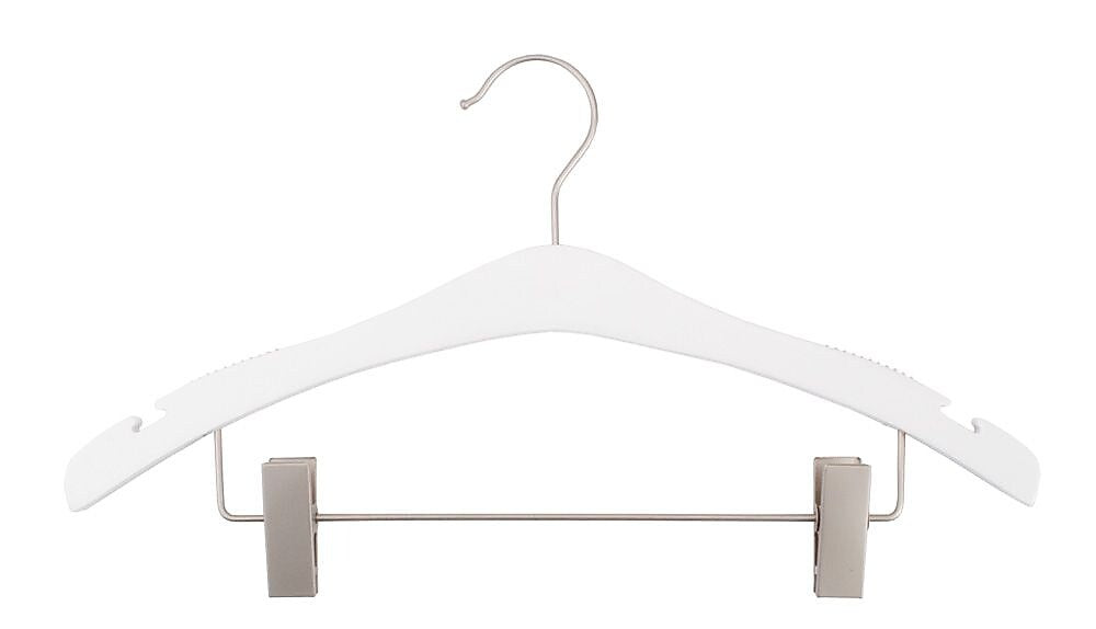 Nahanco 17" Wood Signature Suit Hanger, Low Gloss White, 100/Pack (30117RC)