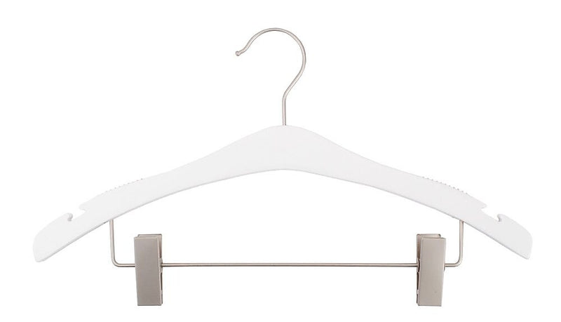 Nahanco 17" Wood Signature Suit Hanger, Low Gloss White, 100/Pack (30117RC)