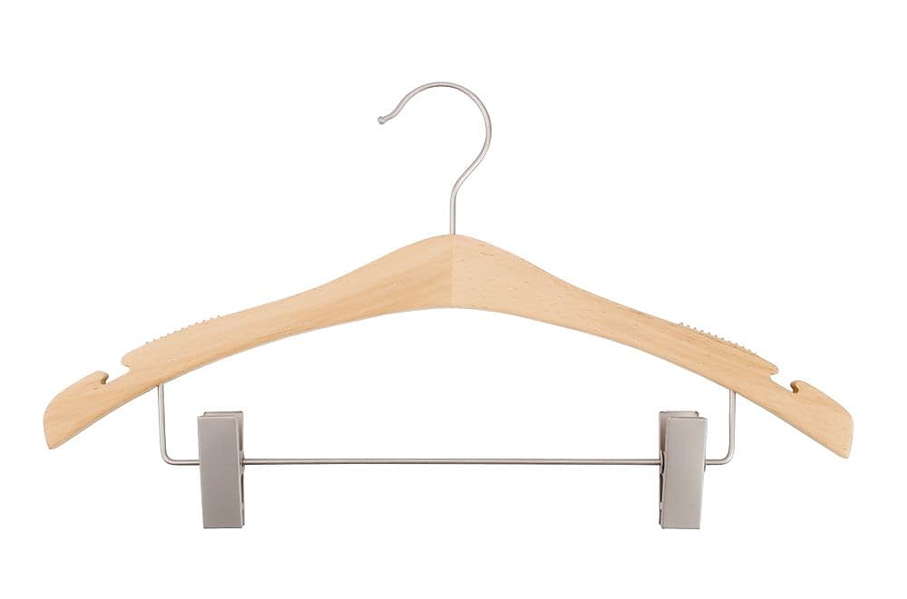 Nahanco 17" Wood Signature Suit Hanger, Low Gloss Natural, 100/Pack (30017RC)