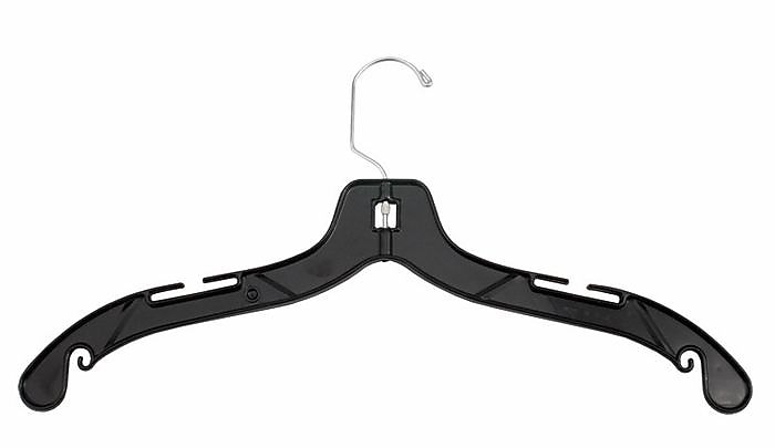 Nahanco 19" Plastic Heavy Weight Dress Hanger, Black, 100/Carton (2900)