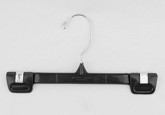 Nahanco 10" Plastic Snap Grip Skirt/Slack Hanger, Chrome Hook, Black, 200/Pack (2686-10)