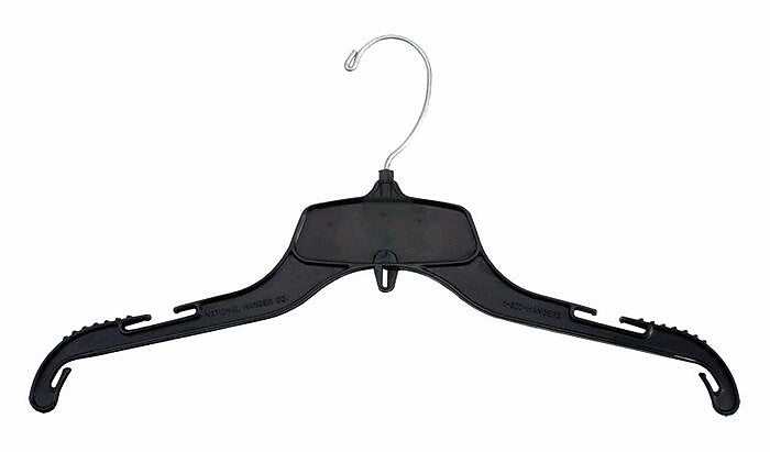 Nahanco 15" Plastic Top Hanger, Black, 100/Carton (24400)