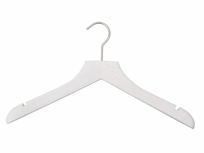 Nahanco 17" Wood Concave Wood Jacket Hanger, Whitewash, 24/Pack (23917)