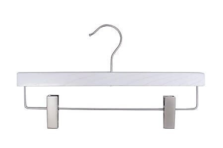 Nahanco 14" Wood Skirt/Slack Hanger With Clips, Whitewash, 100/Pack (20914RC)