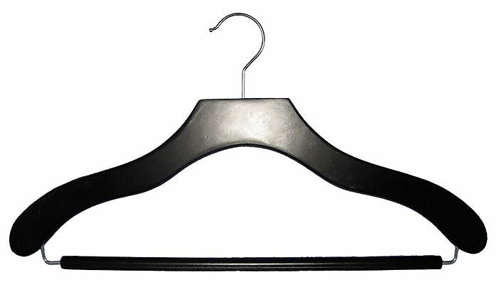 Nahanco 17" Wood Contemporary Suit Hanger, Black, 100/Pack (2007-21B)
