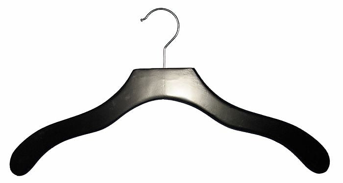 Nahanco 17" Wood Contemporary Top Hanger, Black, 100/Pack (2007-20B)