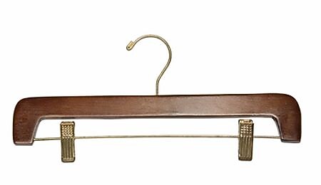Nahanco 14" Wood Flat Bottom Hanger, Walnut, 100/Box (CLIPGH)