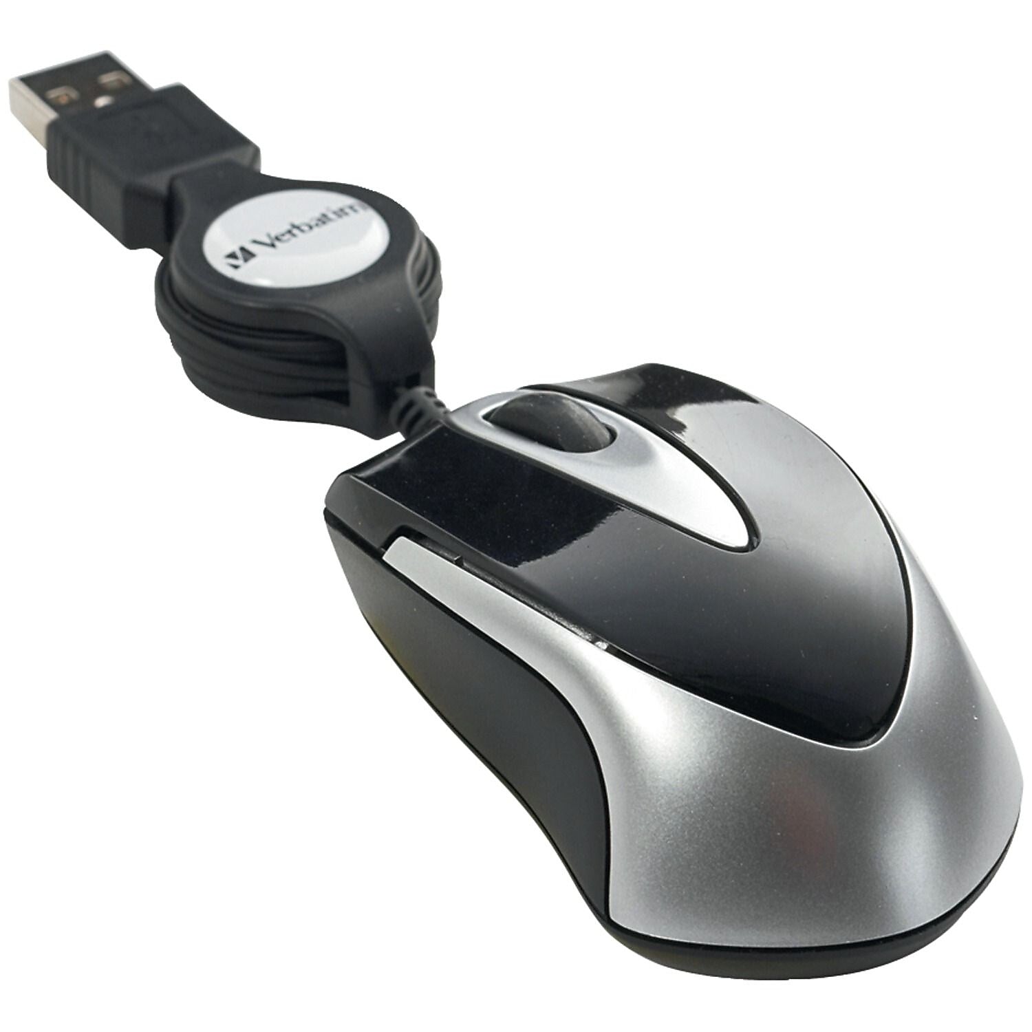 Verbatim Mini Travel Ambidextrous Optical USB Mouse, Black (97256)