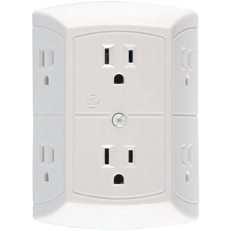 GE 15 Amp 6 Outlet In-wall Adapter, White (JASHEP50759)