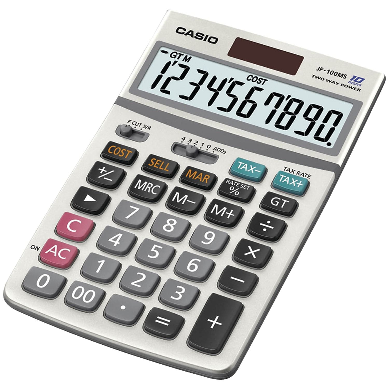 Casio® JF-100MS Solar Calculator,10-Digit Display