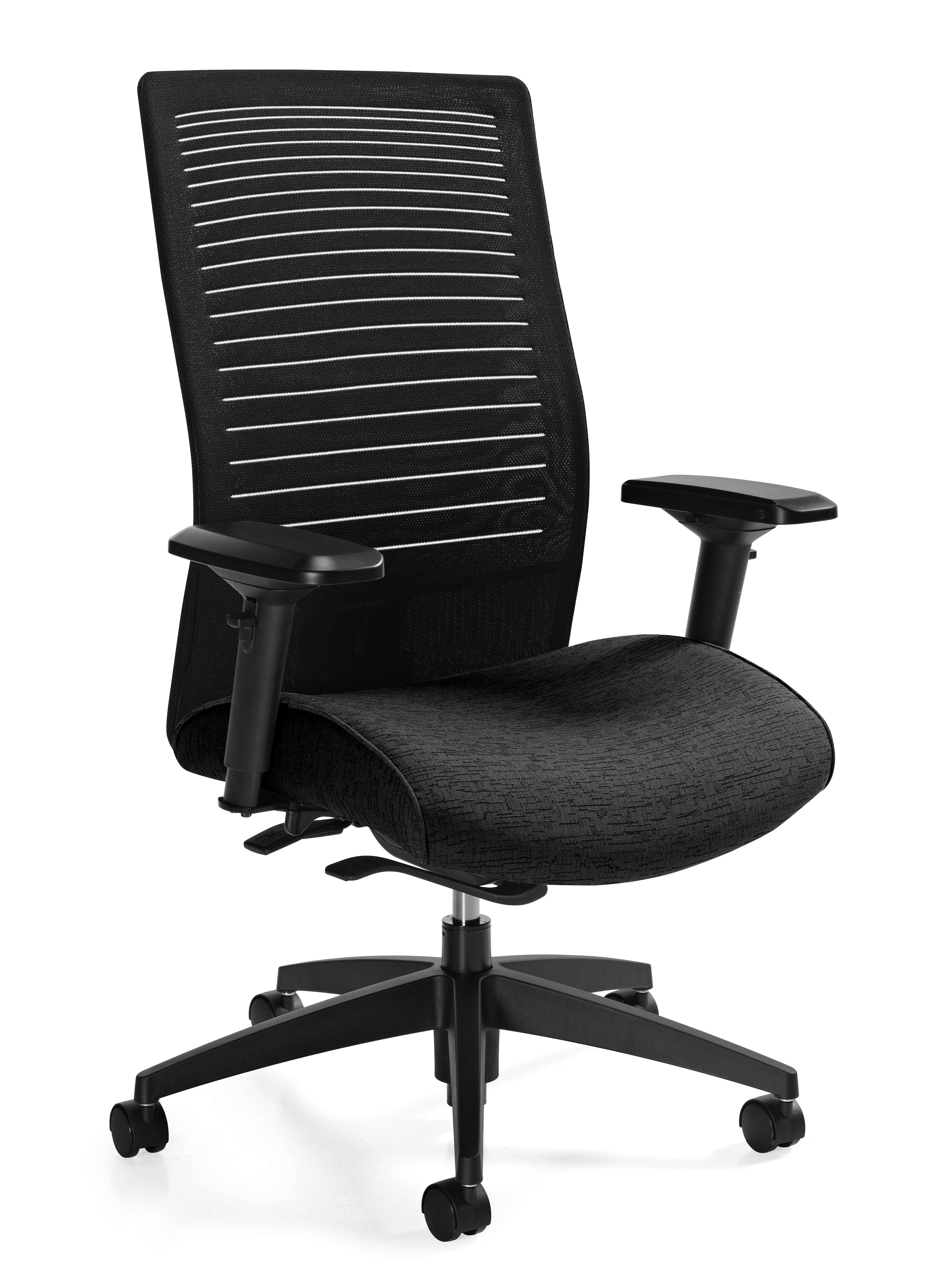 Global Loover Quilt Fabric Mesh High Back Weight Sensing Synchro Tilter Chair, Black