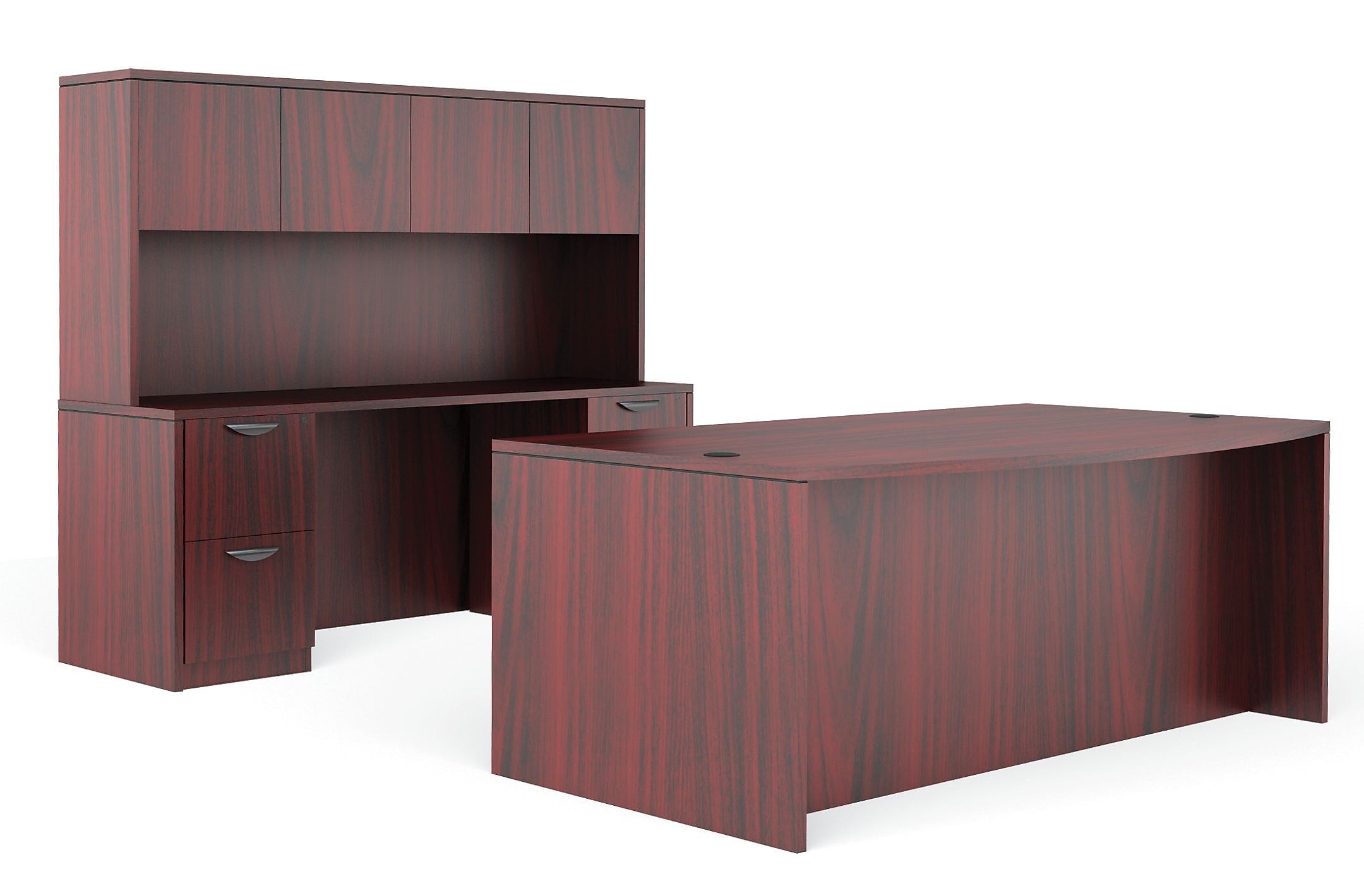 Offices to Go Superior Laminate Bundle 9, American Mahogany Laminate, 71"W x 113"L x 65.5"H/29.5"H
