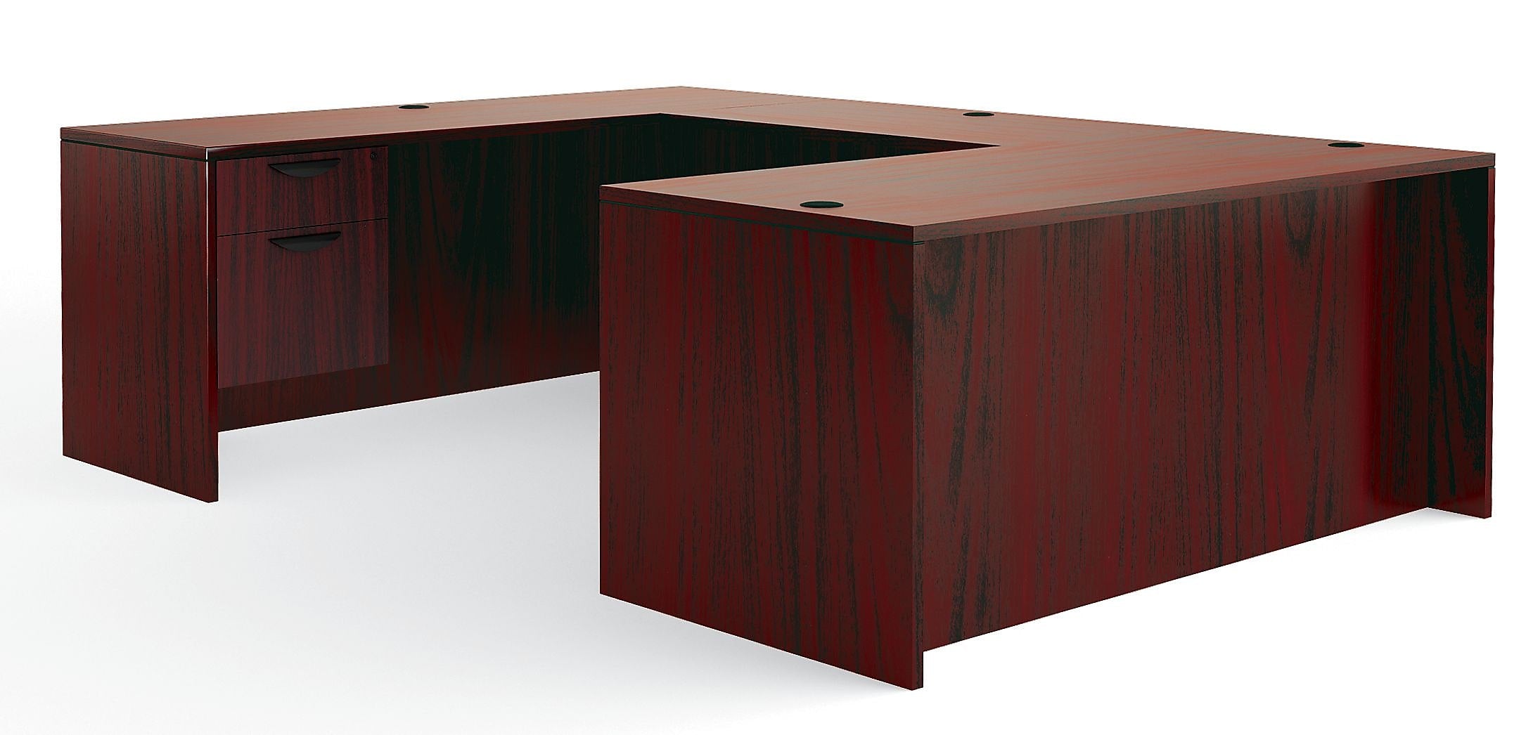Offices to Go Superior Laminate Executive Desk Bundle, American Mahogany (TDOTG1-AML)