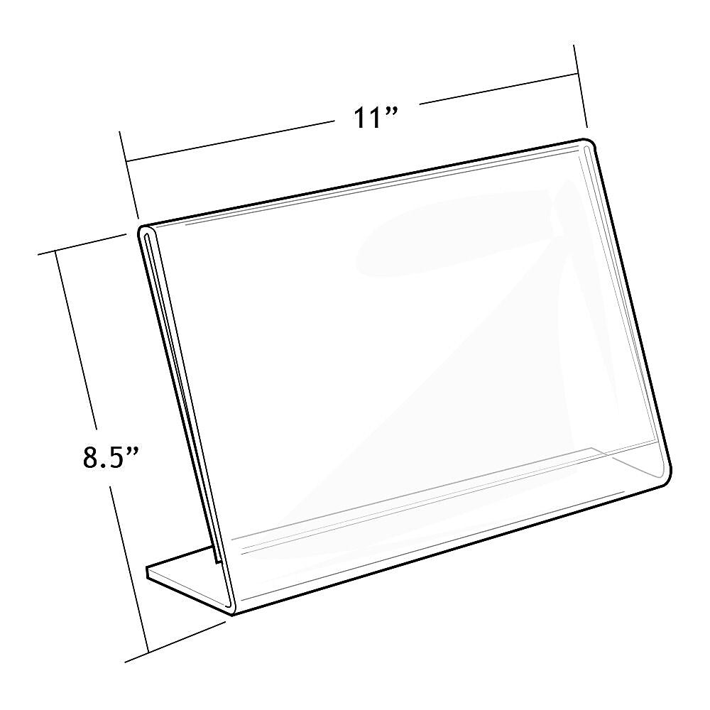 Azar Sign Holder, 11" x 8.5", Horizontal, Table Top, Clear, Acrylic, 10/Pack (112715)
