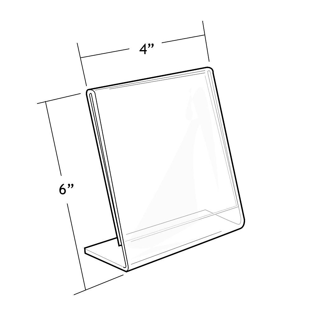 Azar Sign Holder, 4" x 6", Vertical, Table Top, Clear, Acrylic, 10/Pack (112726)