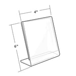 Azar Sign Holder, 4" x 6", Vertical, Table Top, Clear, Acrylic, 10/Pack (112726)