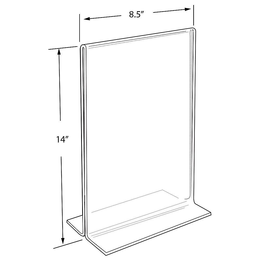 Azar Sign Holder, 8.5" x 14", Vertical, Table Top, Clear, Acrylic, 10/Pack (152706)