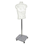 Azar Displays White Plastic Male Bust on Wheeled Plastic Base (900500-WHT)