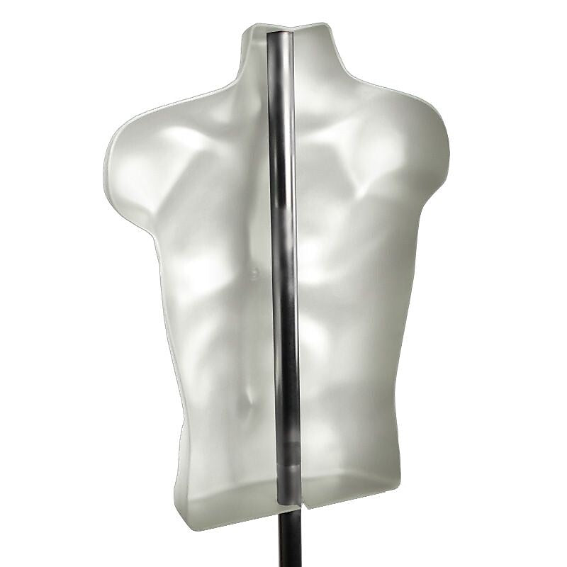 Azar Displays White Plastic Male Bust on Wheeled Plastic Base (900500-WHT)