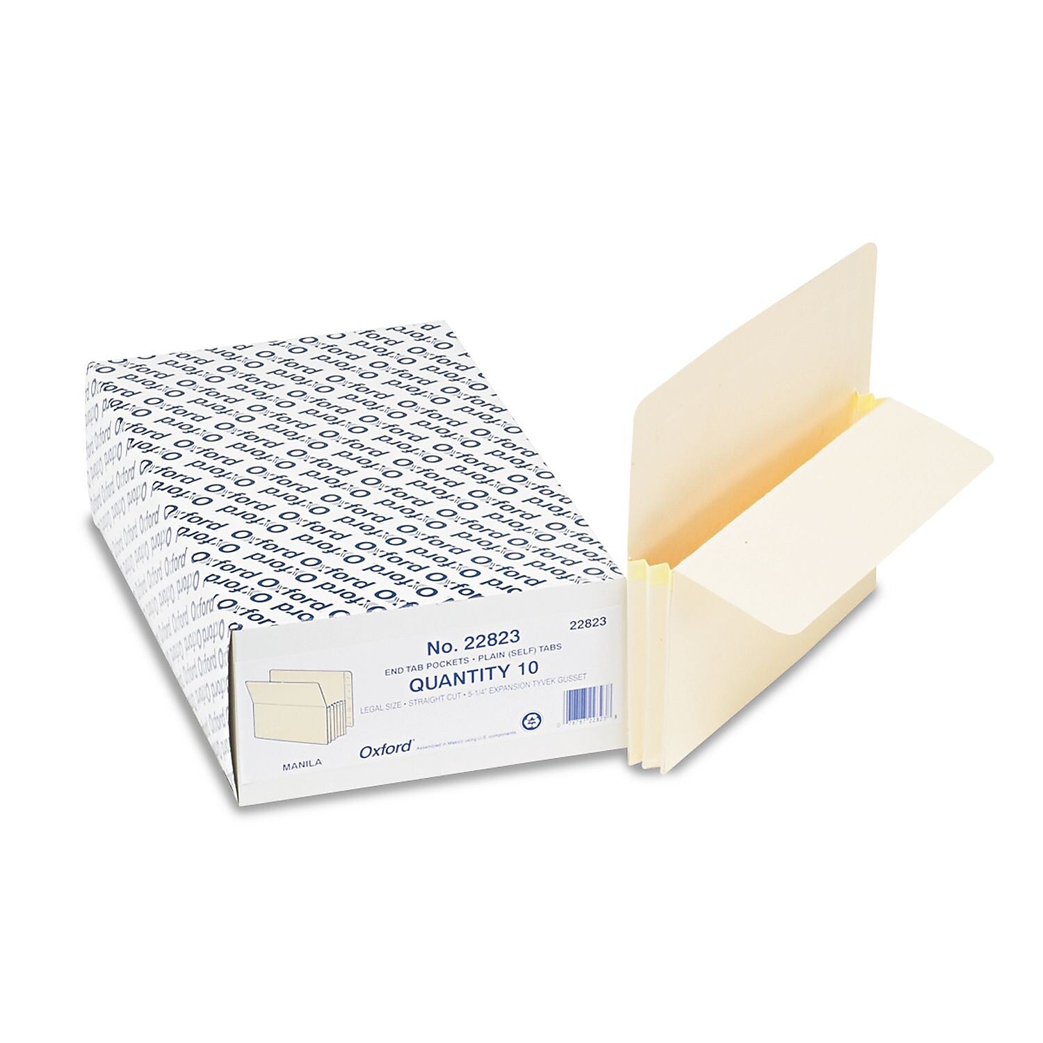 Pendaflex Reinforced File Pocket, 5 1/4" Expansion, Legal Size, Manila, 10/Box (22823)