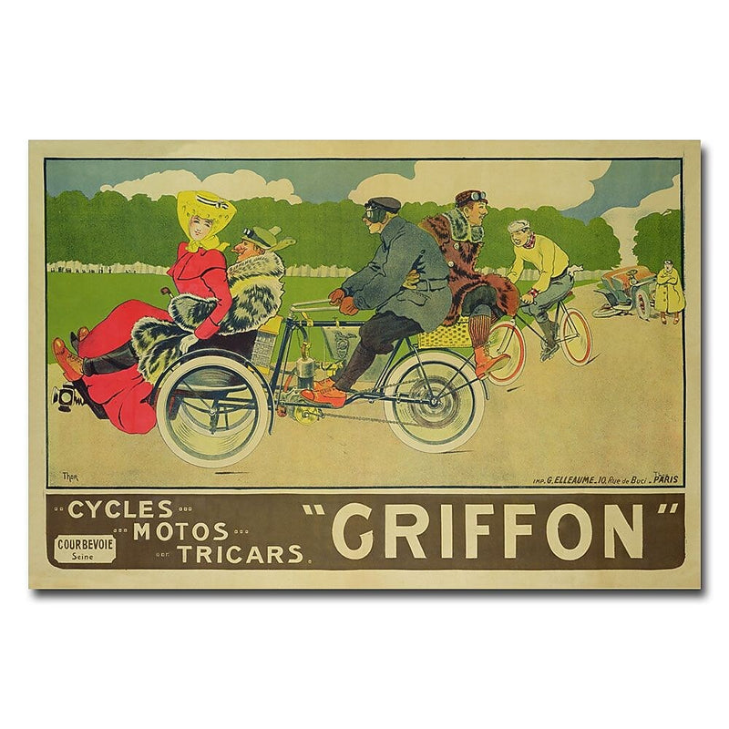 Trademark Fine Art Walter Thor 'Griffon Cycles Motors & Tricars' Canvas Art 16x24 Inches