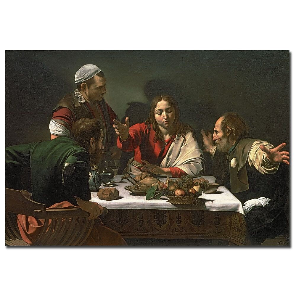 Trademark Fine Art Caravaggio 'The Supper at Emmaus 1601' Canvas Art 16x32 Inches
