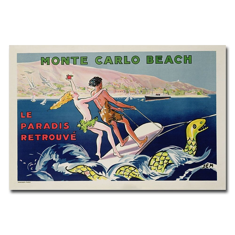 Trademark Fine Art Georges Goursat 'Monte Carlo Beach 1932' Canvas Art