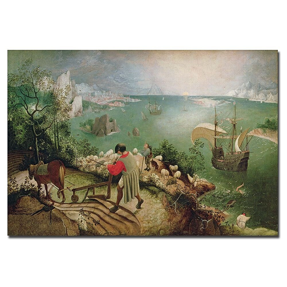 Trademark Fine Art Pieter Bruegel 'Landscape with Fall of Icarus, 1555' Canvas 22x32 Inches