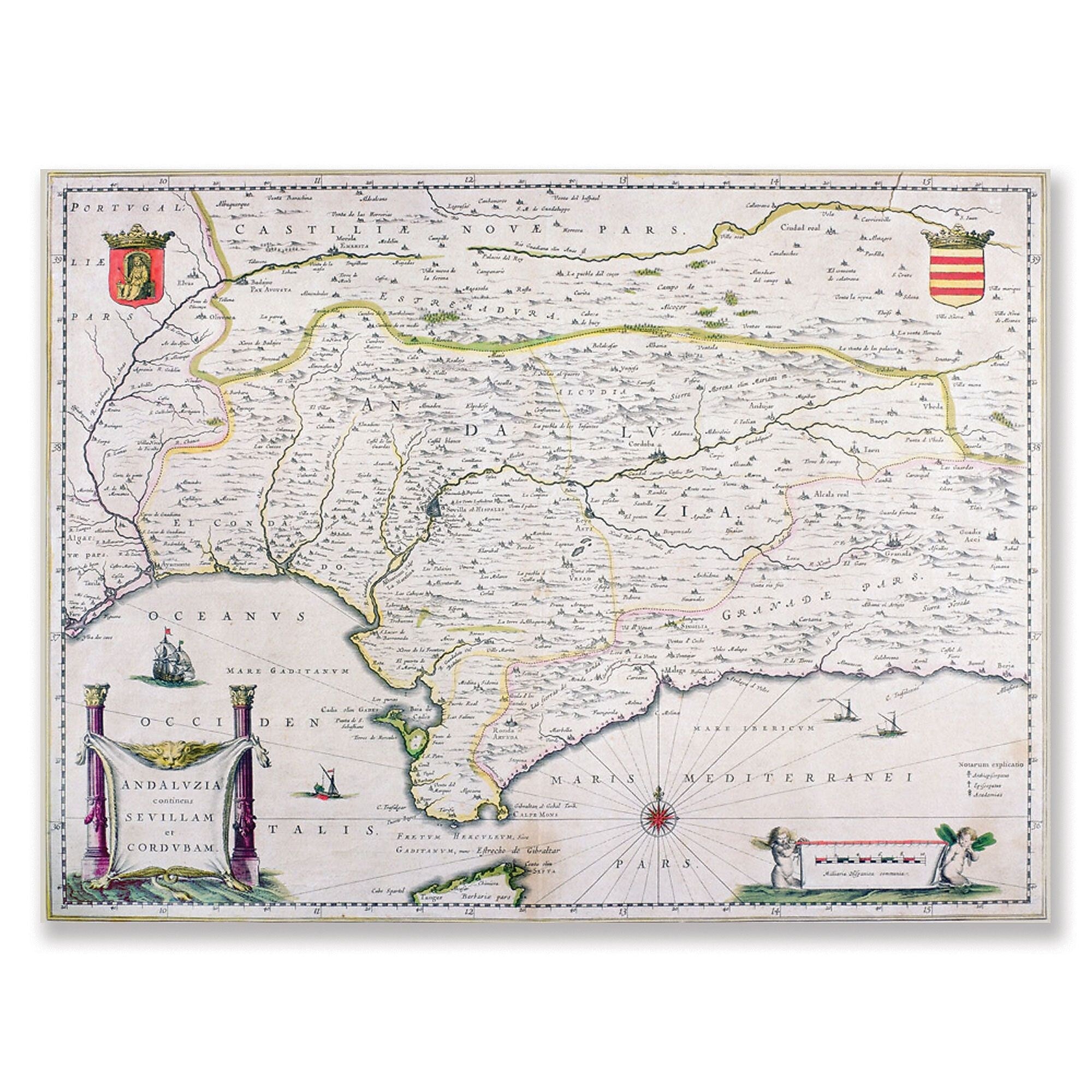 Trademark Fine Art Map of Andalusia Spain' Canvas Art 35x47 Inches