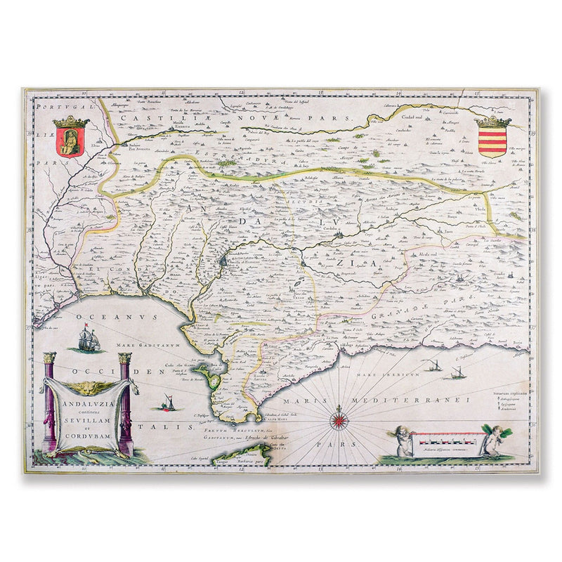 Trademark Fine Art Map of Andalusia Spain' Canvas Art 35x47 Inches