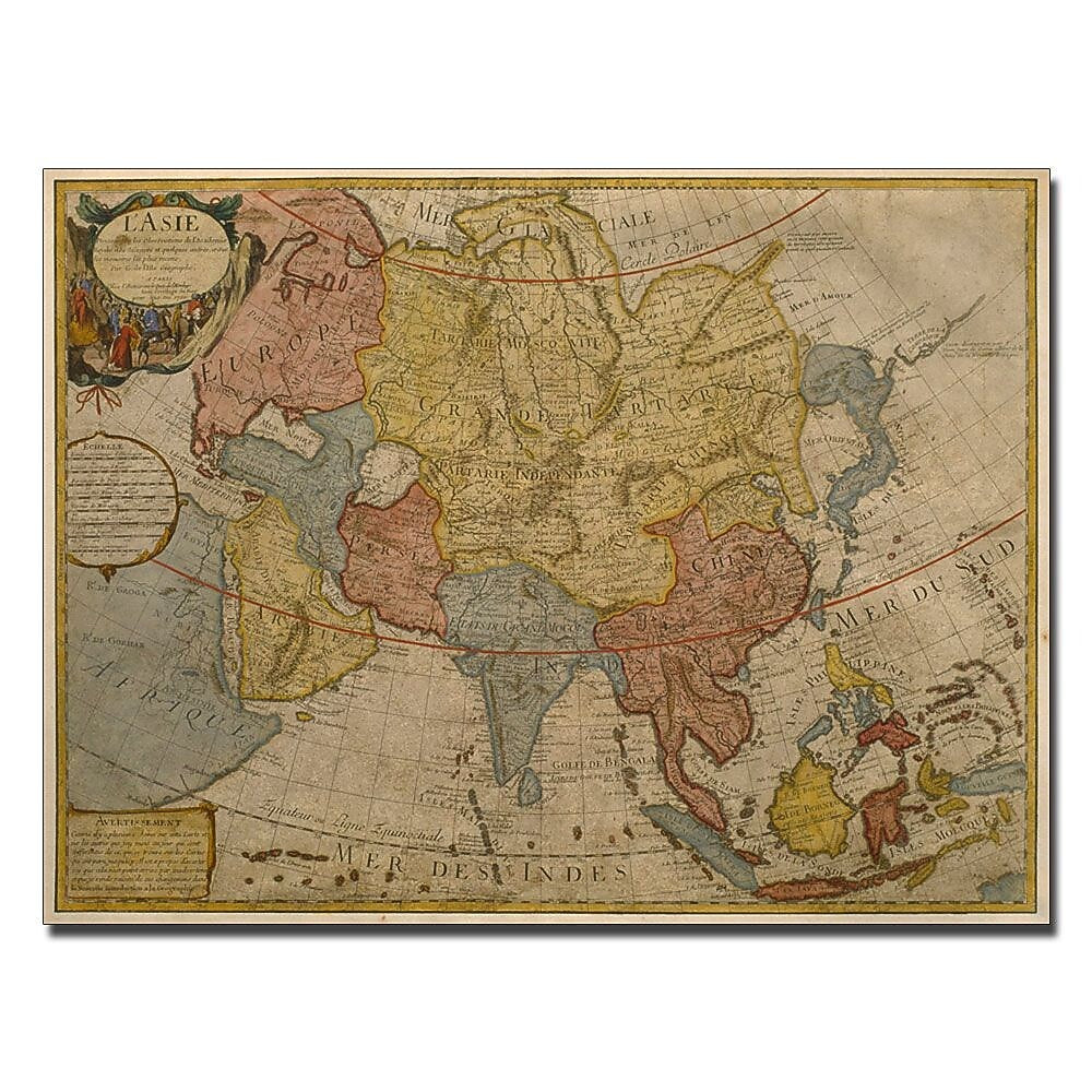Trademark Fine Art Paris Guillaume Delilse 'Map of Asia, 1700' Canvas Art 35x47 Inches