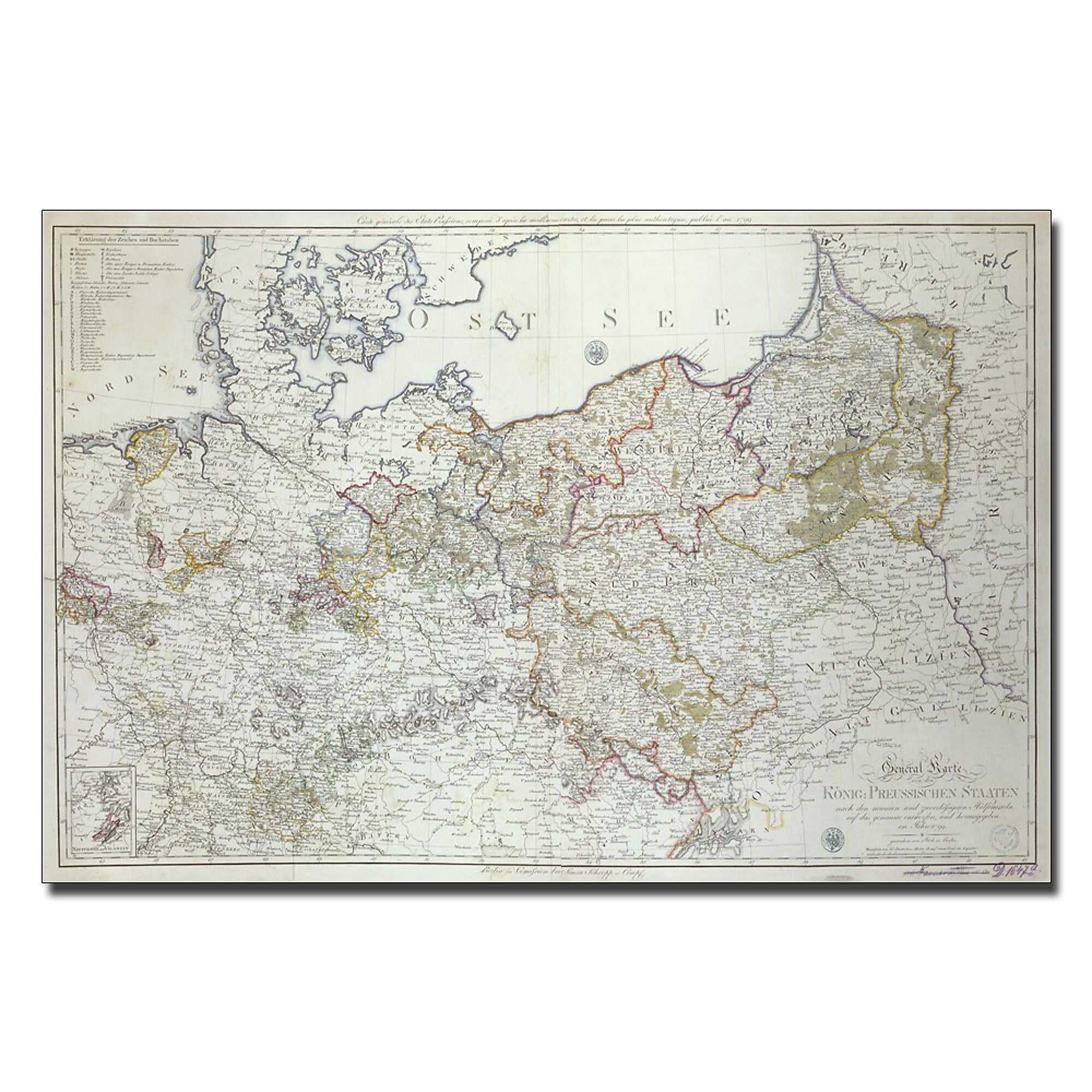 Trademark Fine Art 'Map of the Prussian States, 1799' Canvas Art 22x32 Inches