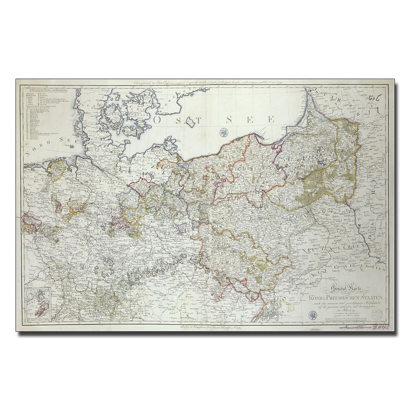 Trademark Fine Art 'Map of the Prussian States, 1799' Canvas Art 16x24 Inches