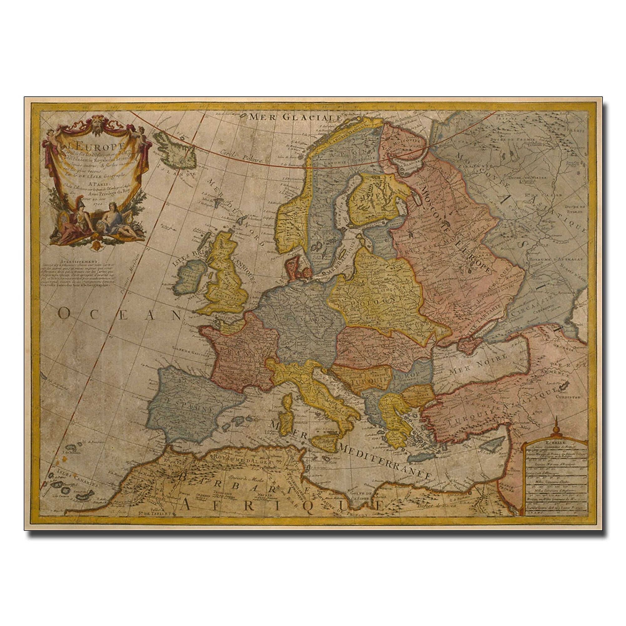 Trademark Fine Art Paris Guillaume Delisle 'Map of Europe 1700' Canvas Art 14x19 Inches