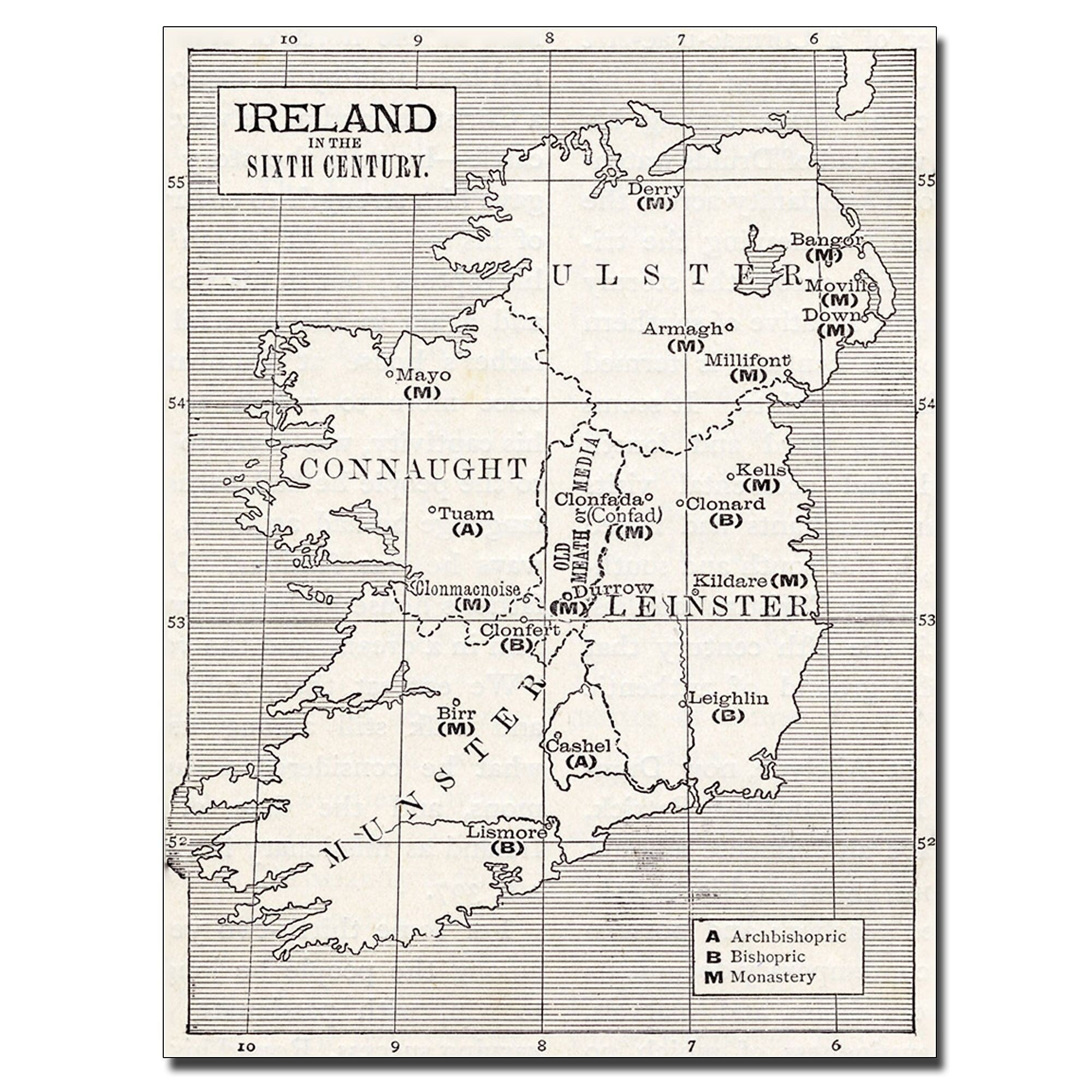 Trademark Fine Art 'Map of Ireland in the Sixth Century' Canvas Art 14x19 Inches