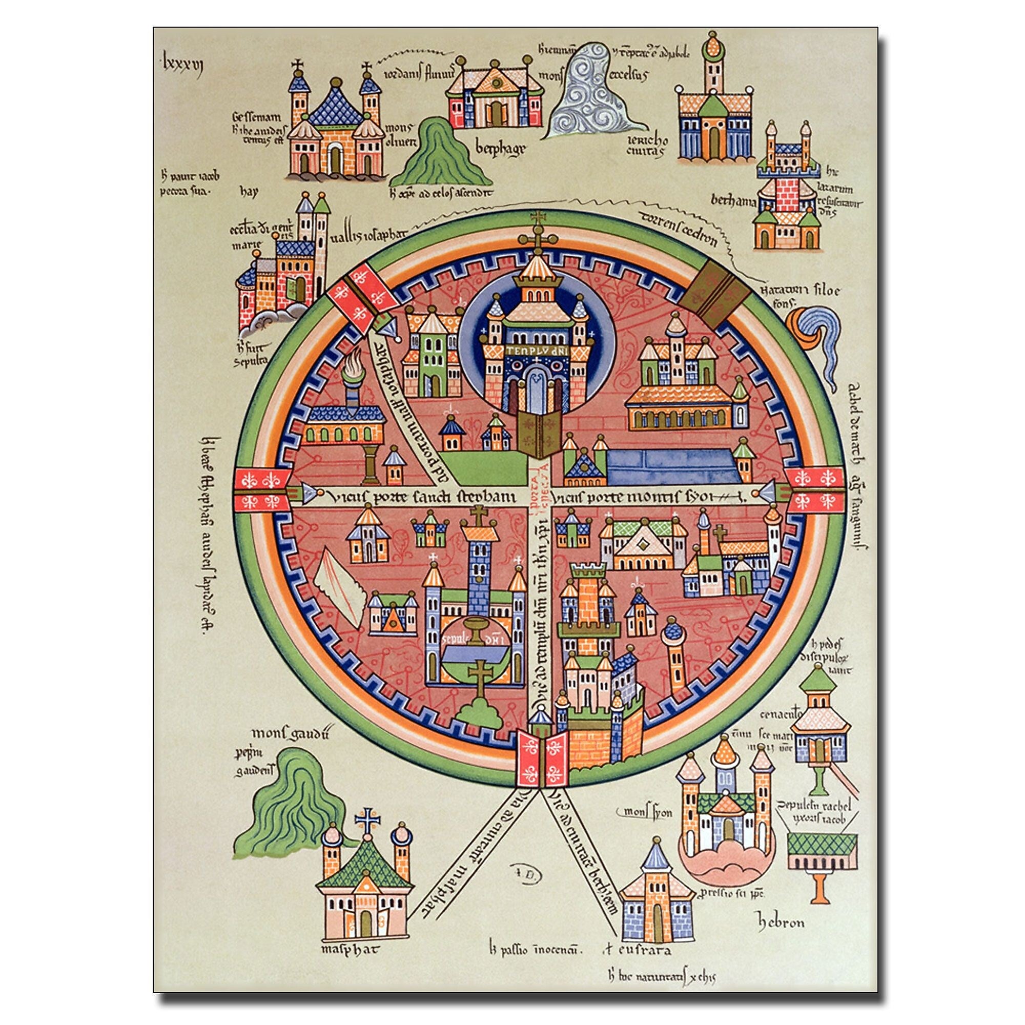 Trademark Fine Art 'Map of Jerusalem and Palestine' Canvas Art 18x24 Inches