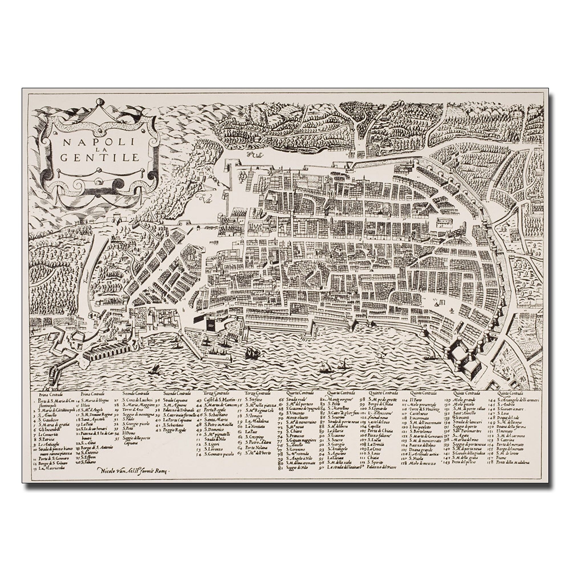 Trademark Fine Art Map of Naples 1600' Canvas Art 18x24 Inches