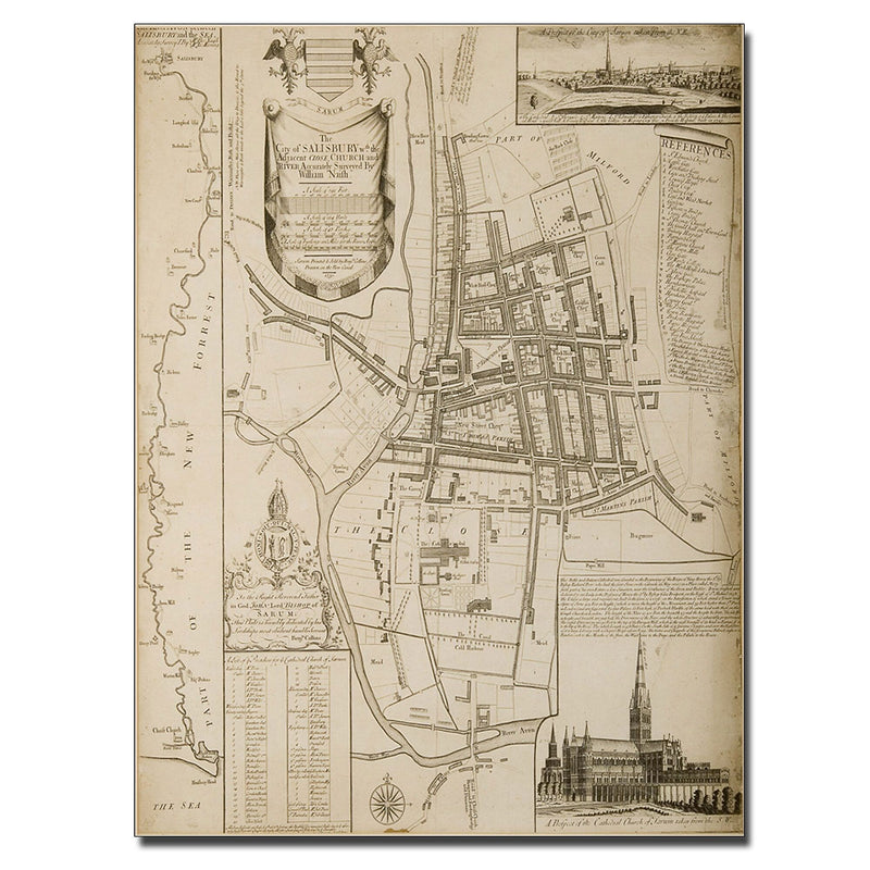 Trademark Fine Art William Nash 'Map of Salisbury 1751' Canvas Art 14x19 Inches