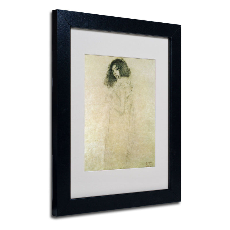 Trademark Fine Art Gustav Klimt 'Portrait of a Young Woman 1896-97' Matted Fra Black Frame 11x14 In