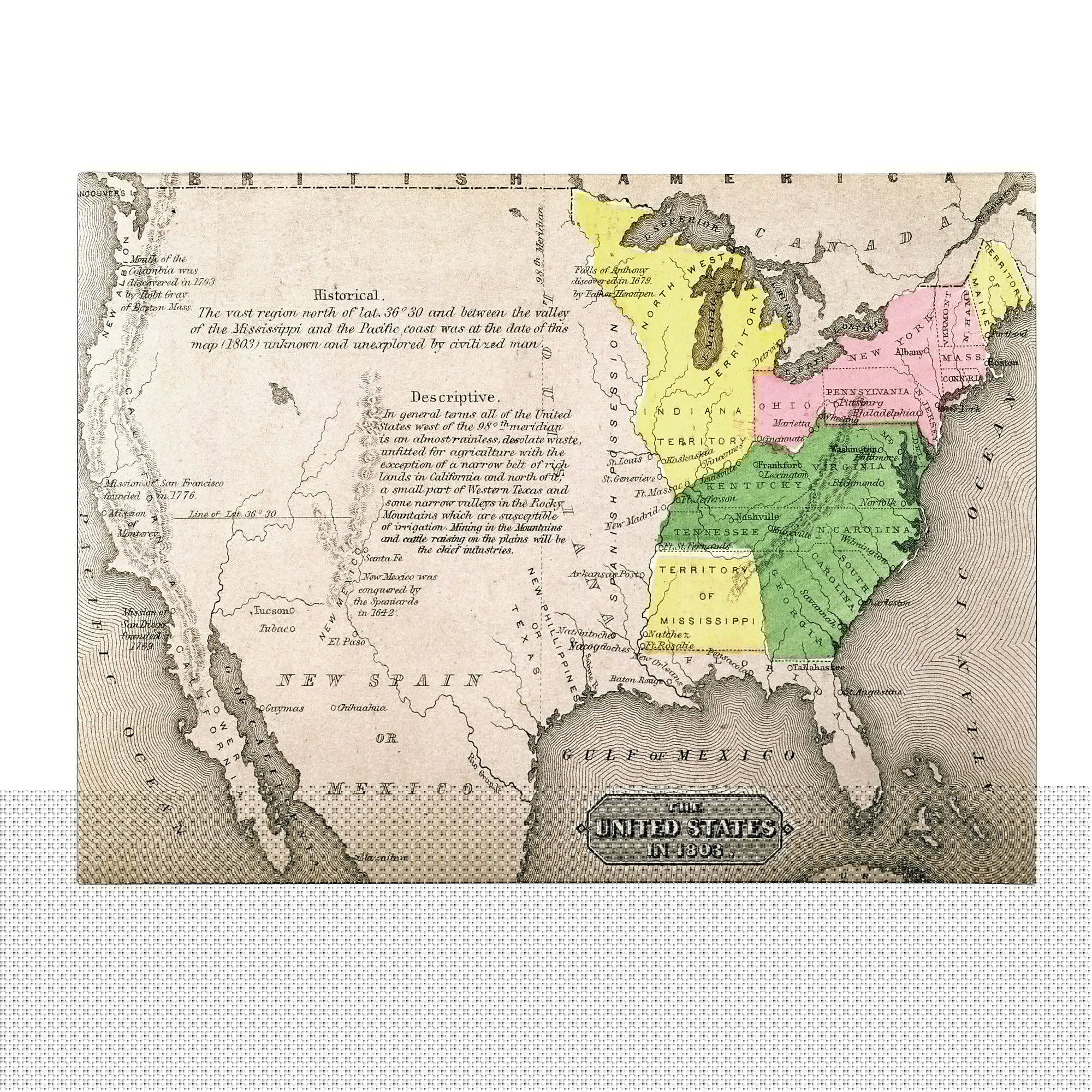 Trademark Fine Art 'Map of the United States in 1803' Canvas Art 14x19 Inches