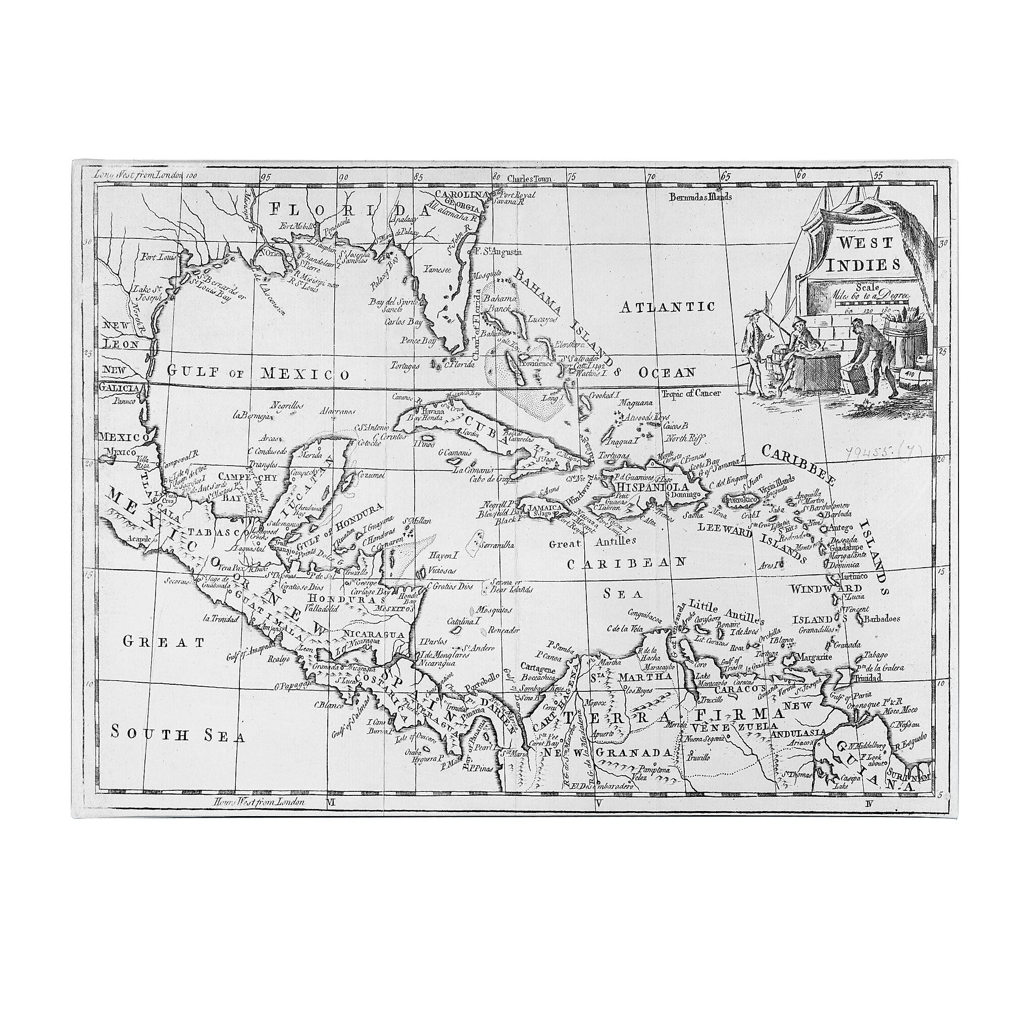 Trademark Fine Art Map of the West Indies Florida & South America' Canvas Art 18x32 Inches