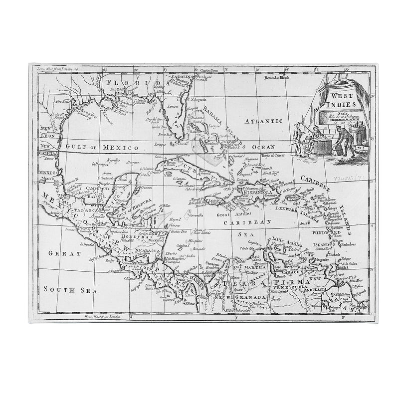 Trademark Fine Art Map of the West Indies Florida & South America' Canvas Art 14x24 Inches