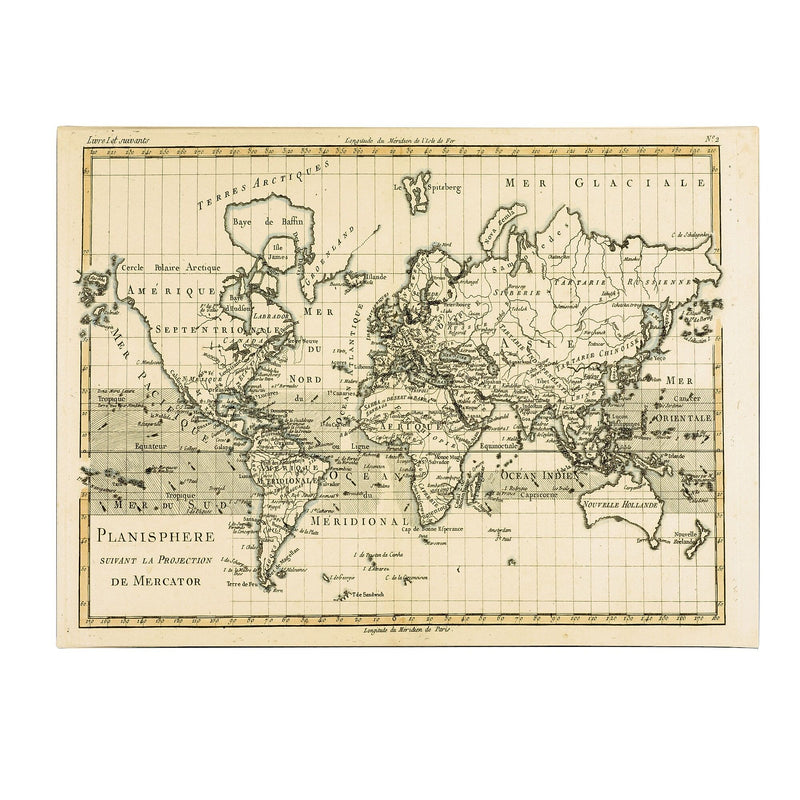 Trademark Fine Art Charles Bonne 'Mercator Map of the World' Canvas Art 22x32 Inches