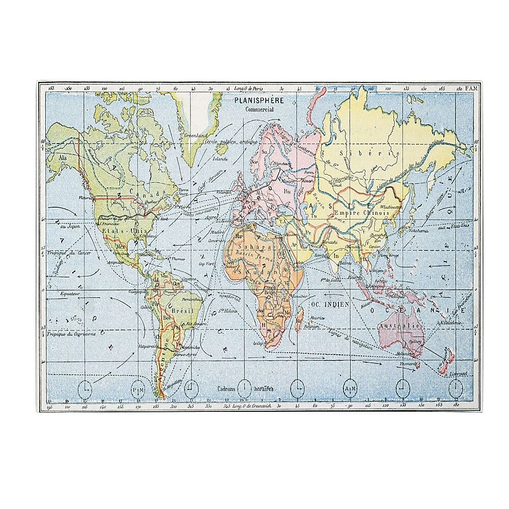 Trademark Fine Art Map of Principal World Trade Routes 1912' Canvas Art 24x47 Inches