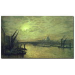 Trademark Fine Art John Grimshaw 'The Thames by Moonlight 1884' Canvas Ar 14x24 Inches