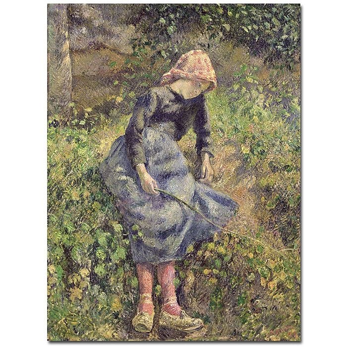 Trademark Fine Art Camille Pissarro 'Girl with a Stick 1881' Canvas Art Ready