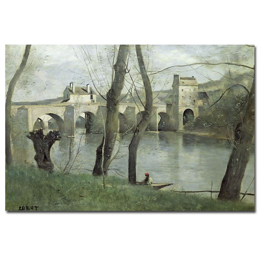 Trademark Fine Art Jean Baptiste Corot 'The Bridge Mantes' Canvas Art 22x32 Inches