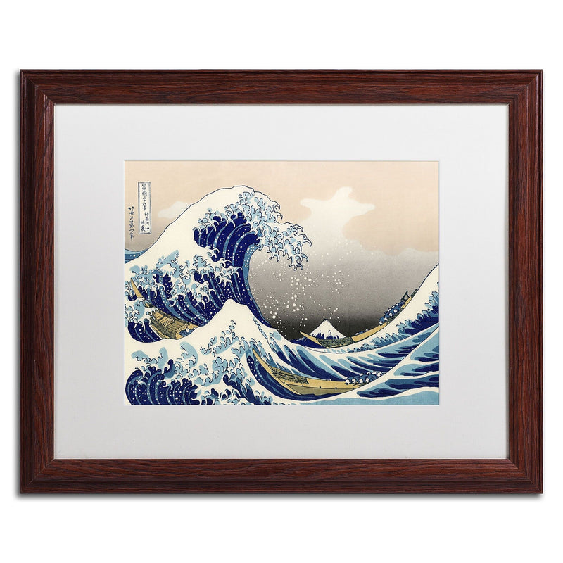 Katsushika Hokusai 'The Great Kanagawa Wave' Matted Framed A - 16x20 Inches - Wood Frame