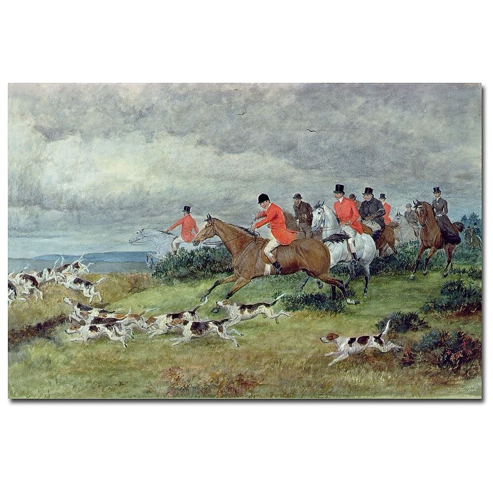 Trademark Fine Art Randolph Caldecott 'Fox Hunting in Surrey' Canvas Art 16x24 Inches